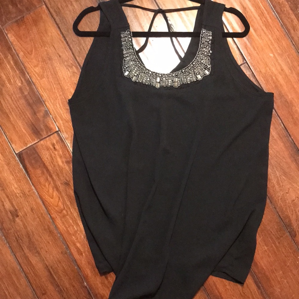 Rock & Roll Cowgirl Black Top with Embellishments Woman’s size Large